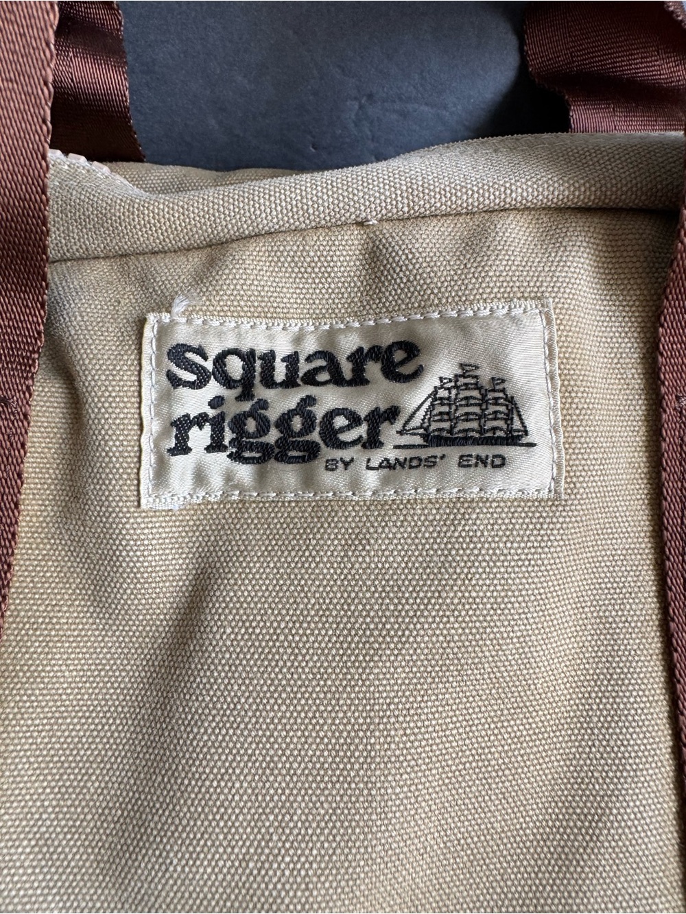 Vintage Lands End Square Rigger Bag Cotton Briefcase Tool Travel Unisex - Picture 2 of 11